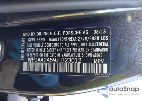 2018 Porsche Macan Sport Edition z USA, uszkodzony, nr VIN WP1AA2A59JLB23012